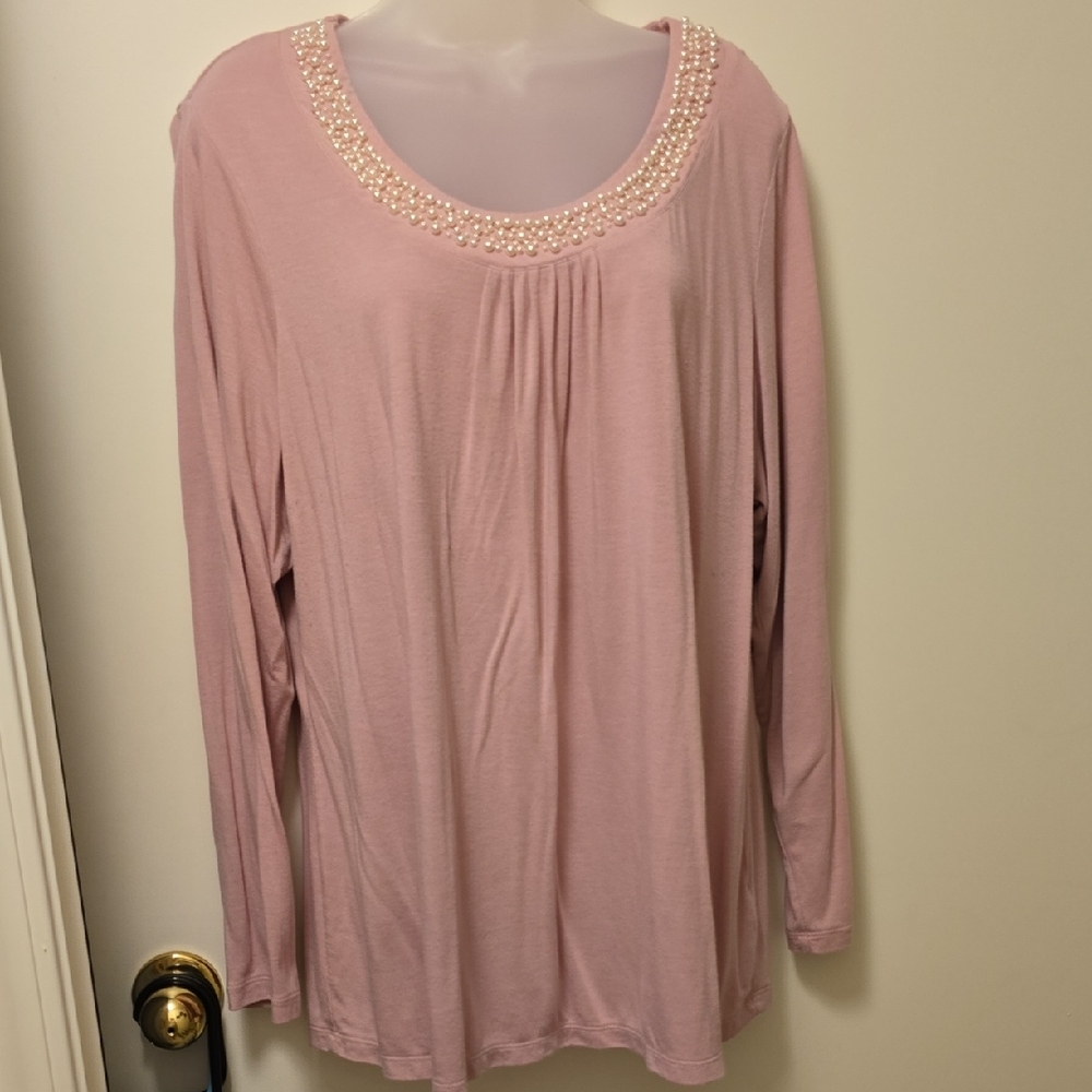 Liz Claiborne Pink Long Sleeve Relaxed Blouse